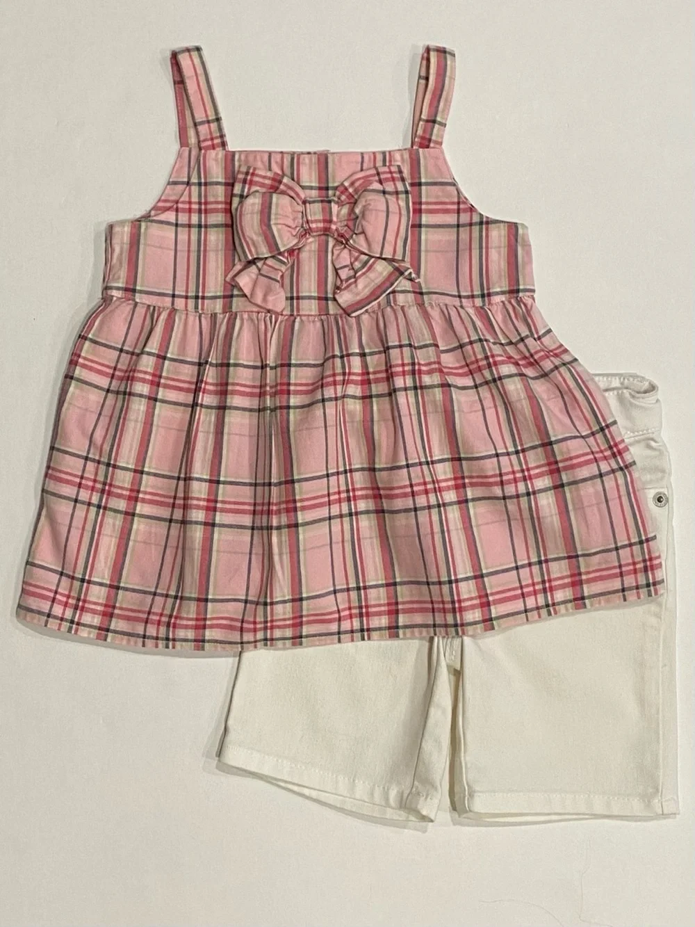 Vintage Gymboree Girls Pink, Gray and White Classroom Kitty Short Set Size 4